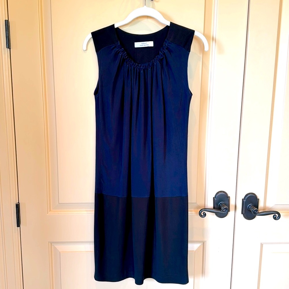 Roberto Rodriguez Silk sz 2 Blue, Black Dress